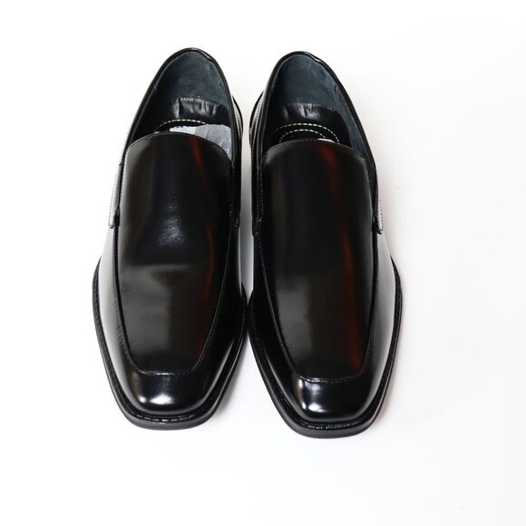 New Stacy Adams Black Leather Waverly Moc Toe Slip On